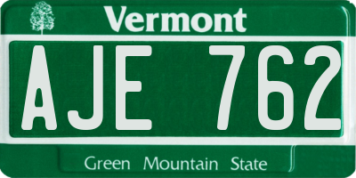 VT license plate AJE762