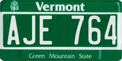 VT license plate AJE764