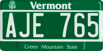 VT license plate AJE765
