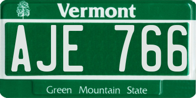 VT license plate AJE766