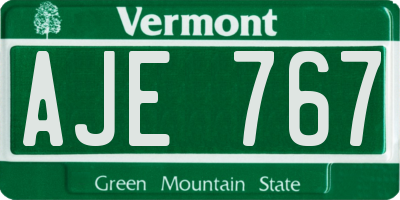 VT license plate AJE767