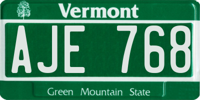 VT license plate AJE768
