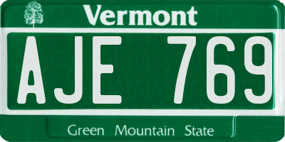VT license plate AJE769