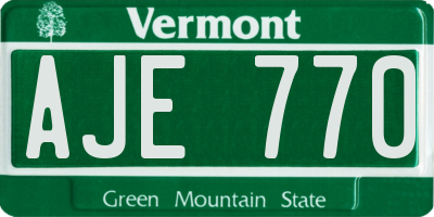 VT license plate AJE770