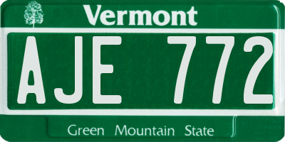 VT license plate AJE772