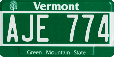VT license plate AJE774