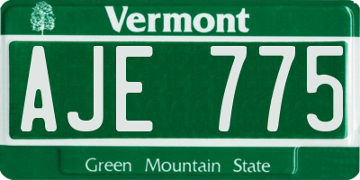 VT license plate AJE775