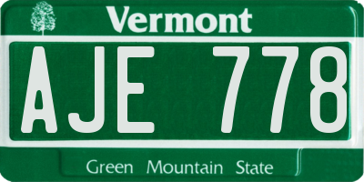 VT license plate AJE778