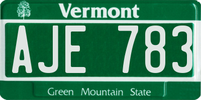 VT license plate AJE783