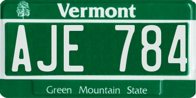 VT license plate AJE784
