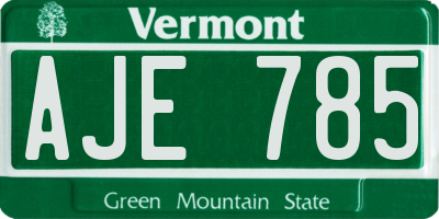 VT license plate AJE785