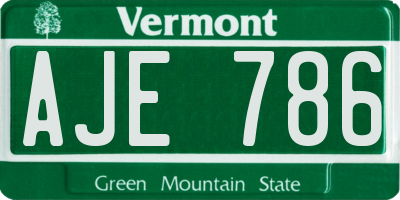 VT license plate AJE786