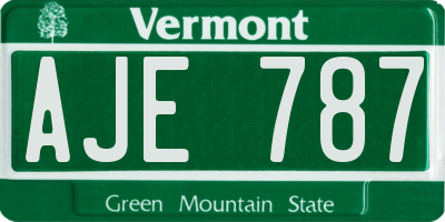 VT license plate AJE787