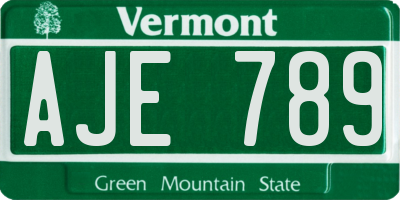 VT license plate AJE789