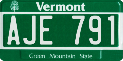 VT license plate AJE791