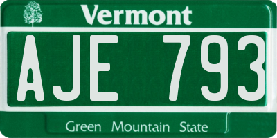 VT license plate AJE793