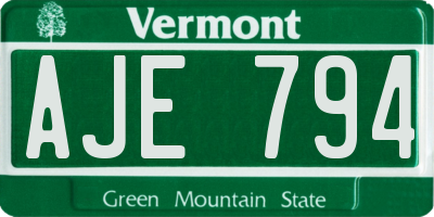 VT license plate AJE794