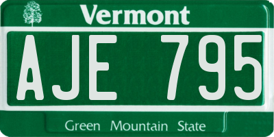 VT license plate AJE795