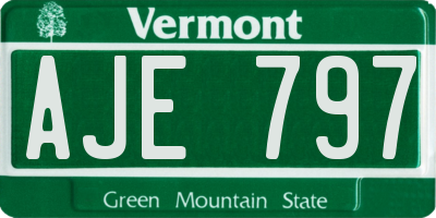 VT license plate AJE797