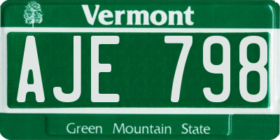VT license plate AJE798