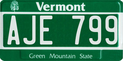 VT license plate AJE799