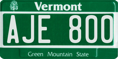 VT license plate AJE800