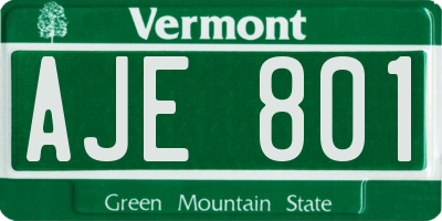 VT license plate AJE801