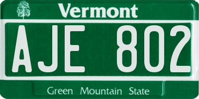 VT license plate AJE802