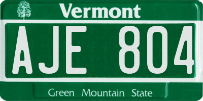 VT license plate AJE804
