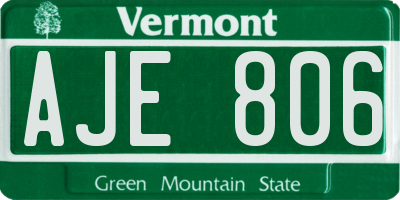 VT license plate AJE806
