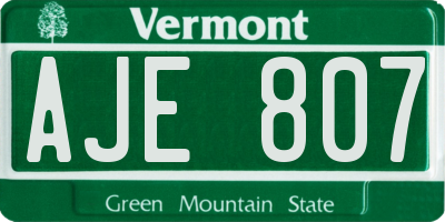 VT license plate AJE807