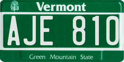 VT license plate AJE810