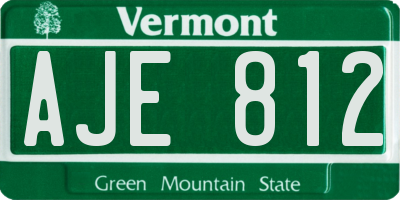 VT license plate AJE812