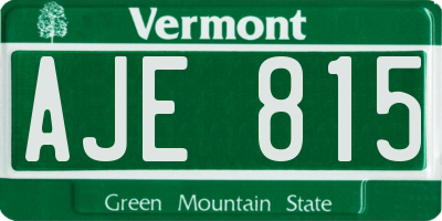 VT license plate AJE815