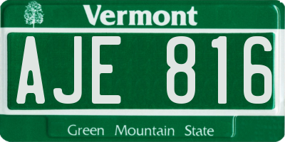 VT license plate AJE816