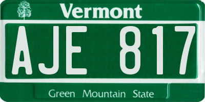 VT license plate AJE817
