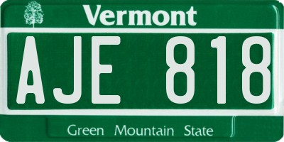 VT license plate AJE818