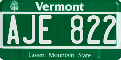 VT license plate AJE822