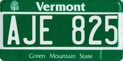 VT license plate AJE825