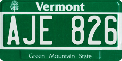 VT license plate AJE826