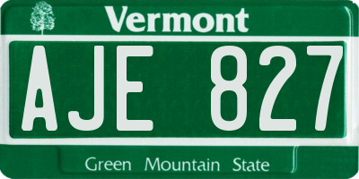 VT license plate AJE827
