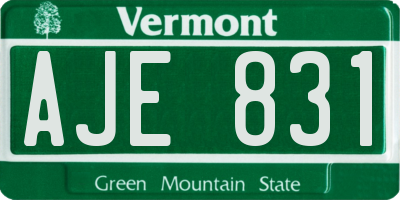 VT license plate AJE831