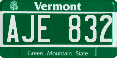 VT license plate AJE832