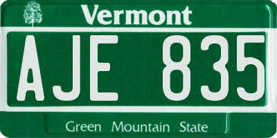 VT license plate AJE835