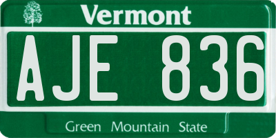 VT license plate AJE836