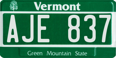 VT license plate AJE837