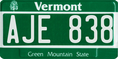 VT license plate AJE838