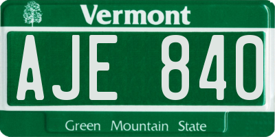 VT license plate AJE840