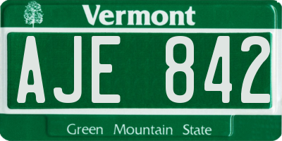 VT license plate AJE842