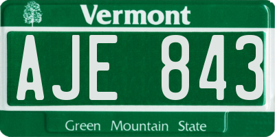 VT license plate AJE843